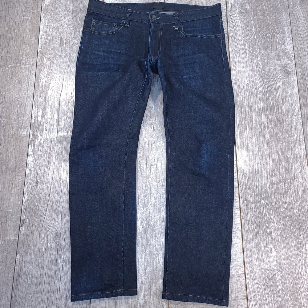 Uniqlo Jeans Men Size 33x28 Dark Blue Slim Fit Stretch Selvedge Denim